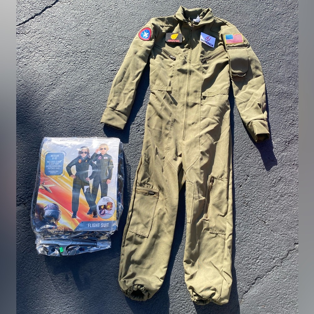 Kids Top Gun Maverick Flight Suit Costume boys girls 8-10 EUC several spots